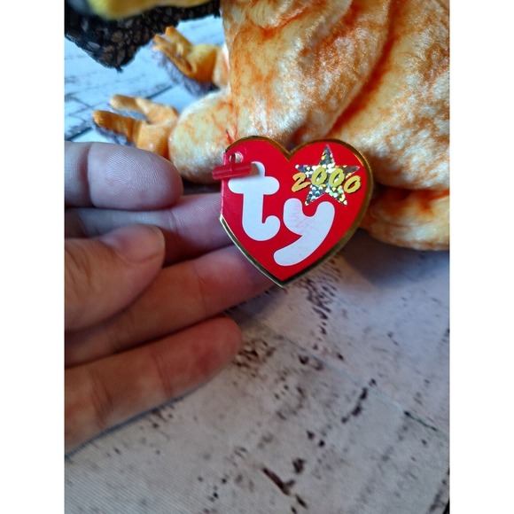 Ty Beanie Babies “Slayer” Dinosaur Orange And Gray with tag 2000 Vintage 12” - Picture 3 of 6